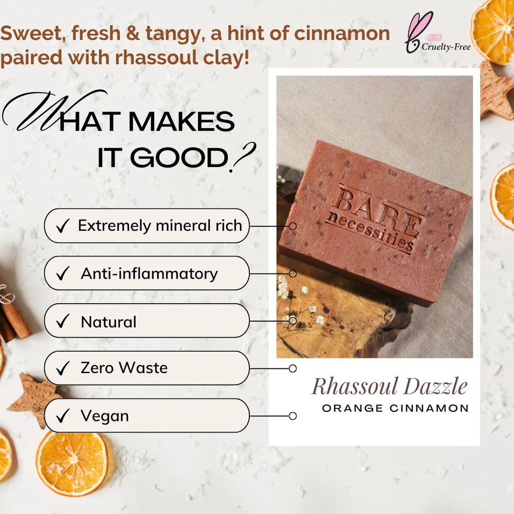 Rhassoul Dazzle spa bar orange cinnamon handmade natural soap