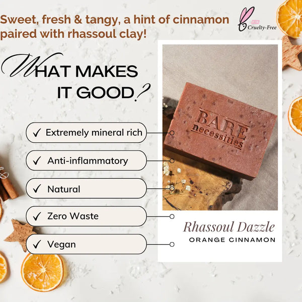 Orange cinnamon Rhassoul clay soap deep cleansing exfoliating