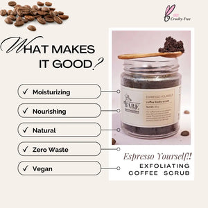 Coffee body scrub natural ingredients zero waste eco-friendly packaging