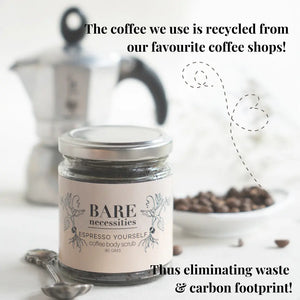 Recycled coffee grounds body scrub vegan zero waste natural