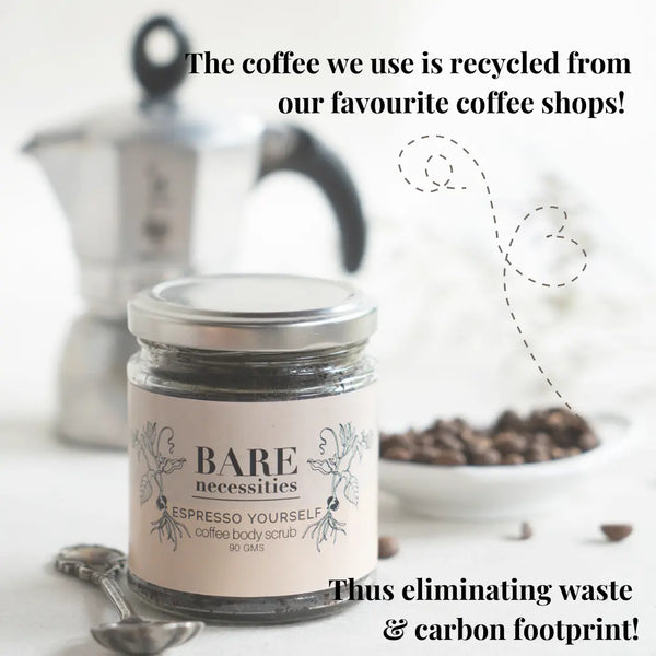 Recycled coffee grounds body scrub vegan zero waste natural