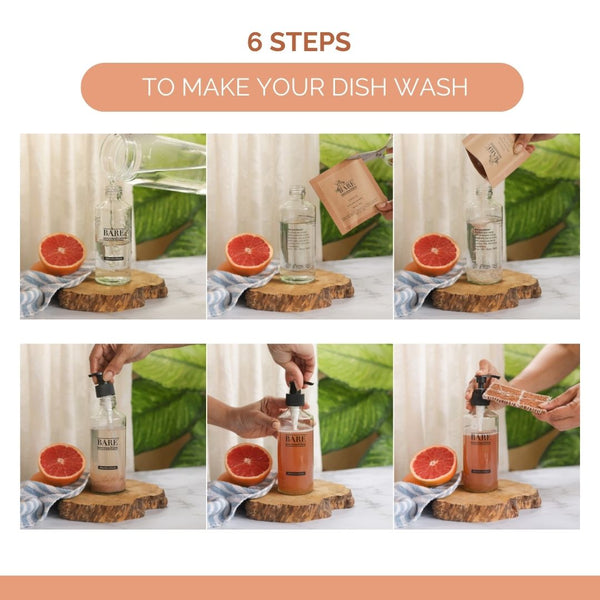 Zero waste dish wash concentrate grapefruit scent cleaning