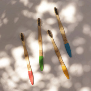 Bamboo toothbrush 4 color options plastic-free alternative