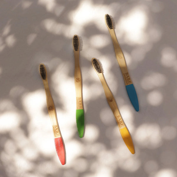Bamboo toothbrush 4 color options plastic-free alternative