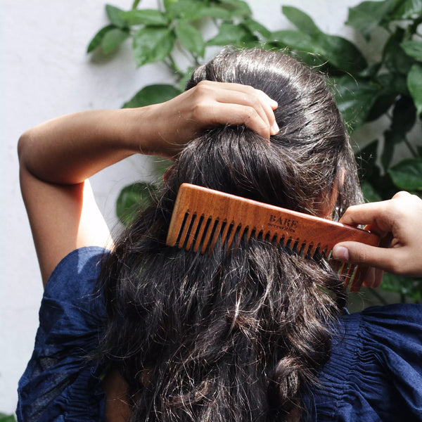 Bare Neem Wood Comb [static-free, 100% natural]