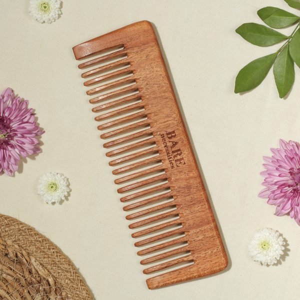 Bare Neem Wood Comb [static-free, 100% natural]