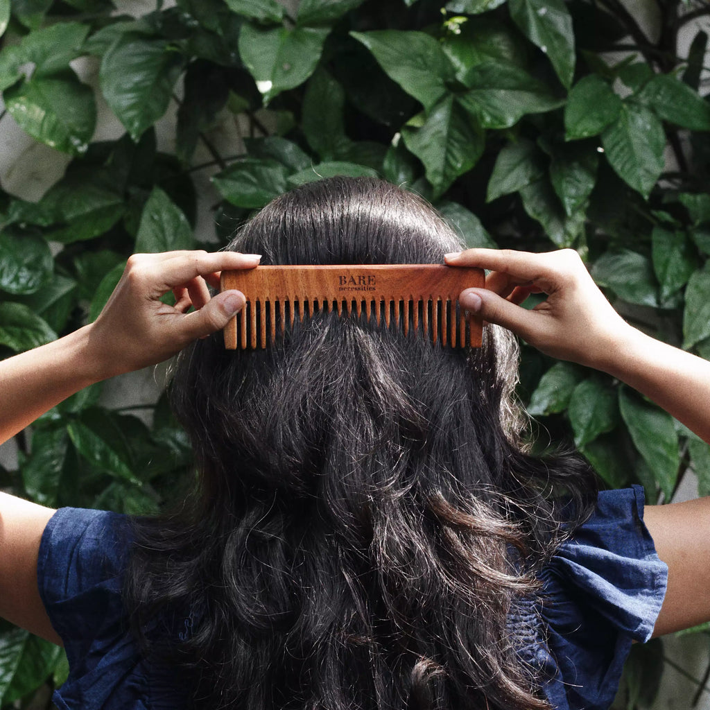 Bare Neem Wood Comb static free 100 natural