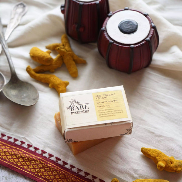 Handmade turmeric spa bar zero waste compostable packaging