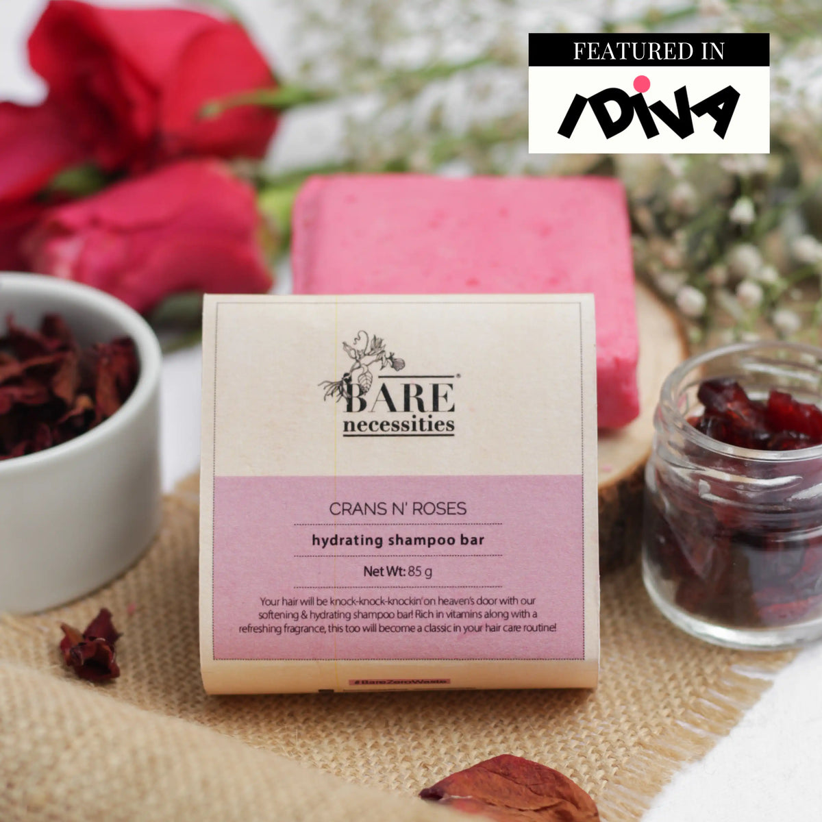 Crans N' Roses Shampoo Bar - Hydrating Natural Shampoo for Dry & Damaged Hair