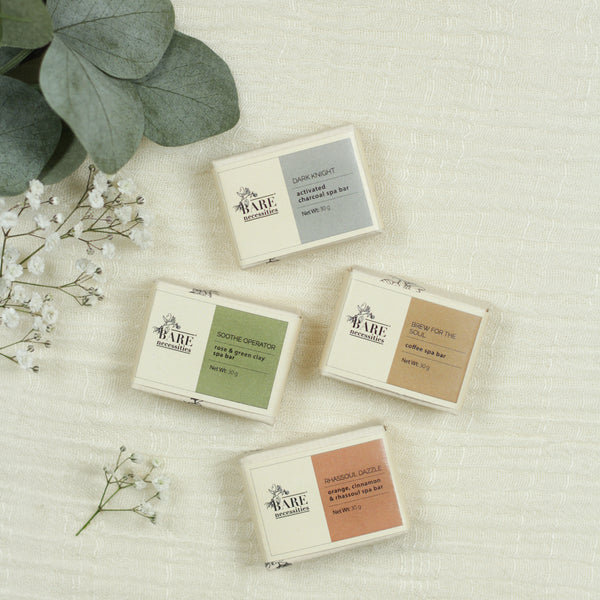 Travel-size handmade spa bars pack 4 natural cold-processed soaps gift set