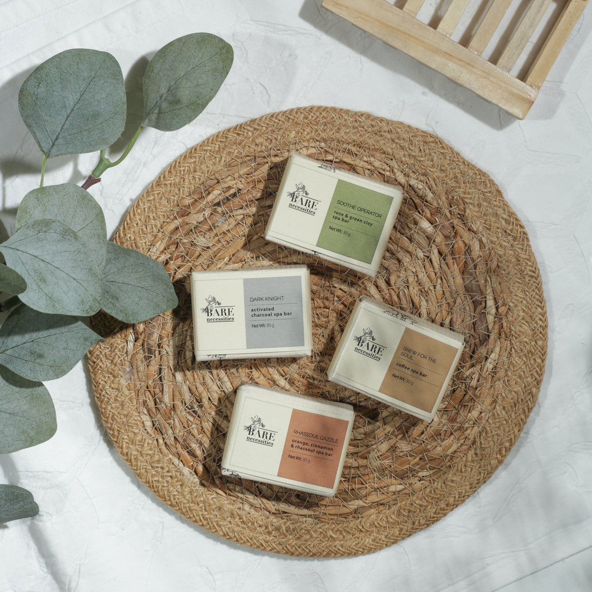 Pack of 4 Bare Spa Bars - Travel Size Handmade Natural Soaps