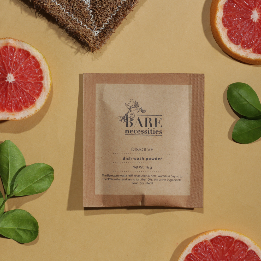 Dissolve dish wash powder concentrate zero waste toxin-free