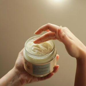 Vitamin-rich moisturizer texture close-up showing creamy consistency
