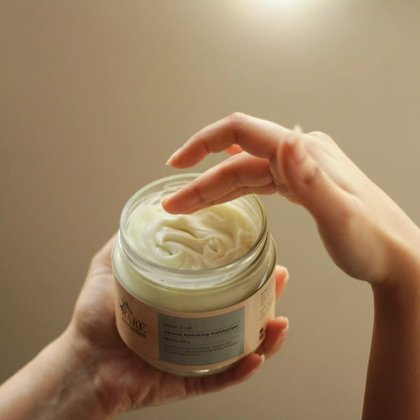 Vitamin-rich moisturizer texture close-up showing creamy consistency