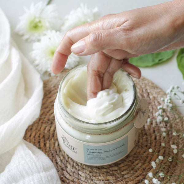 Vitamin-rich moisturizer texture close-up showing creamy consistency