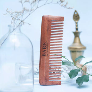 Bare Neem Wood Comb [static-free, 100% natural]